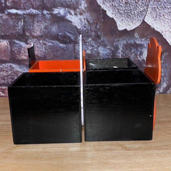 Vintage Halloween Michaels & Lucie Sable Ghost Cats Pumpkin Wood Box Decoration - Picture 10 of 15